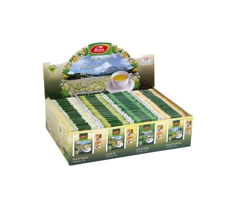 FARES Ceai Plante Asortate, ambalate individual, 120 Plicuri