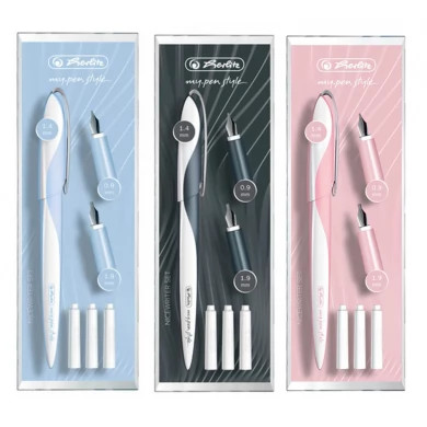 Stilou My.Pen Style Herlitz pentru caligrafie, cu 3 penite, roz, blister - imagine 4
