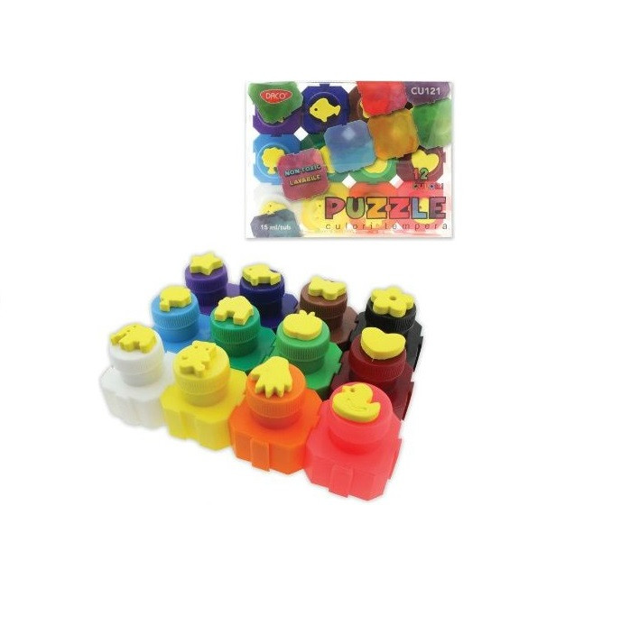 Tempera Puzzel 12 culori DACO